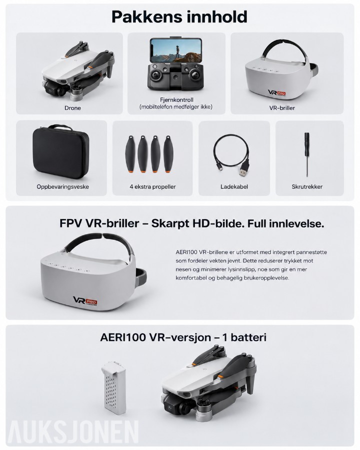 AERI100 VR Pro Drone med VR-briller